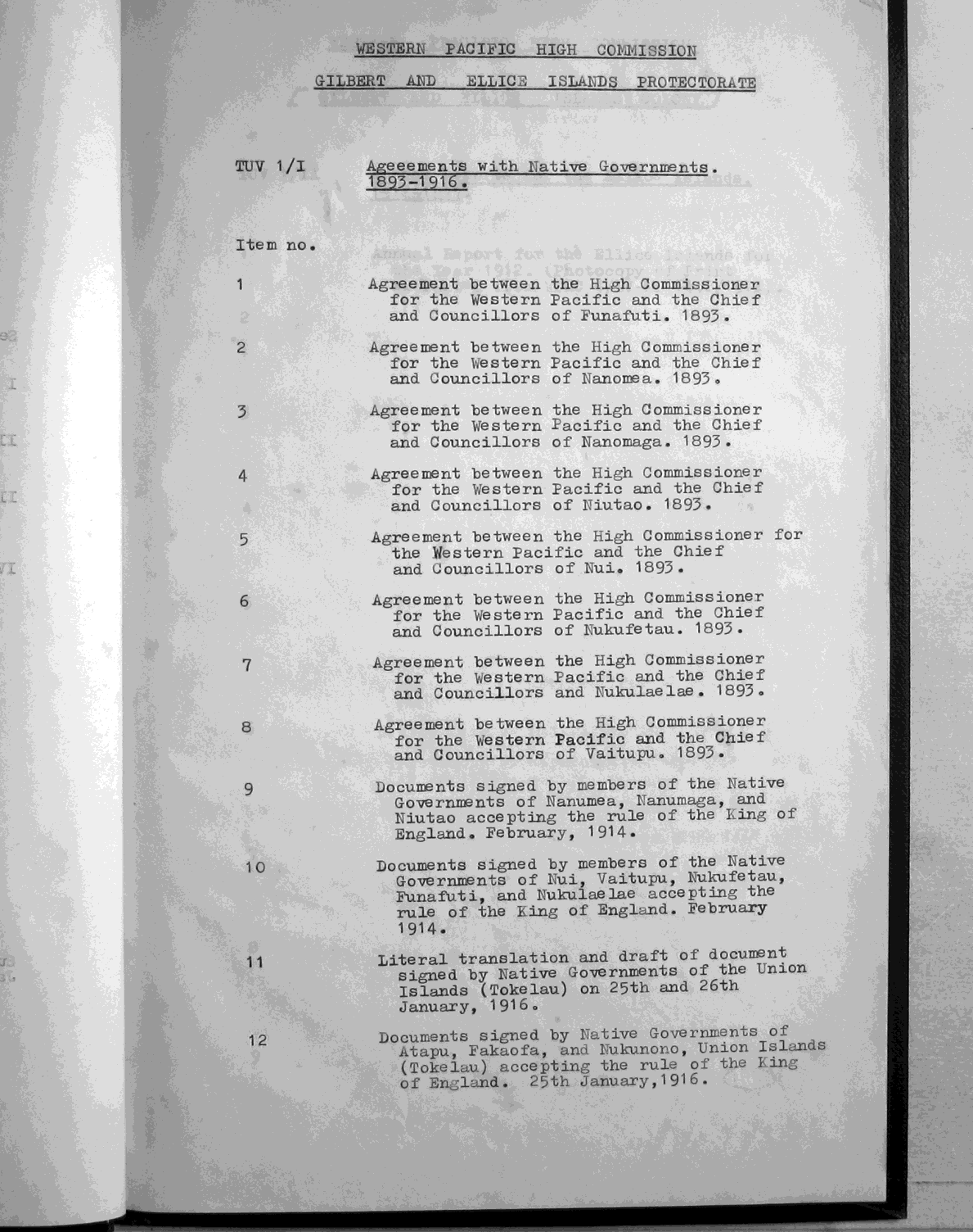 Agreements with Native Governments 1893-1916